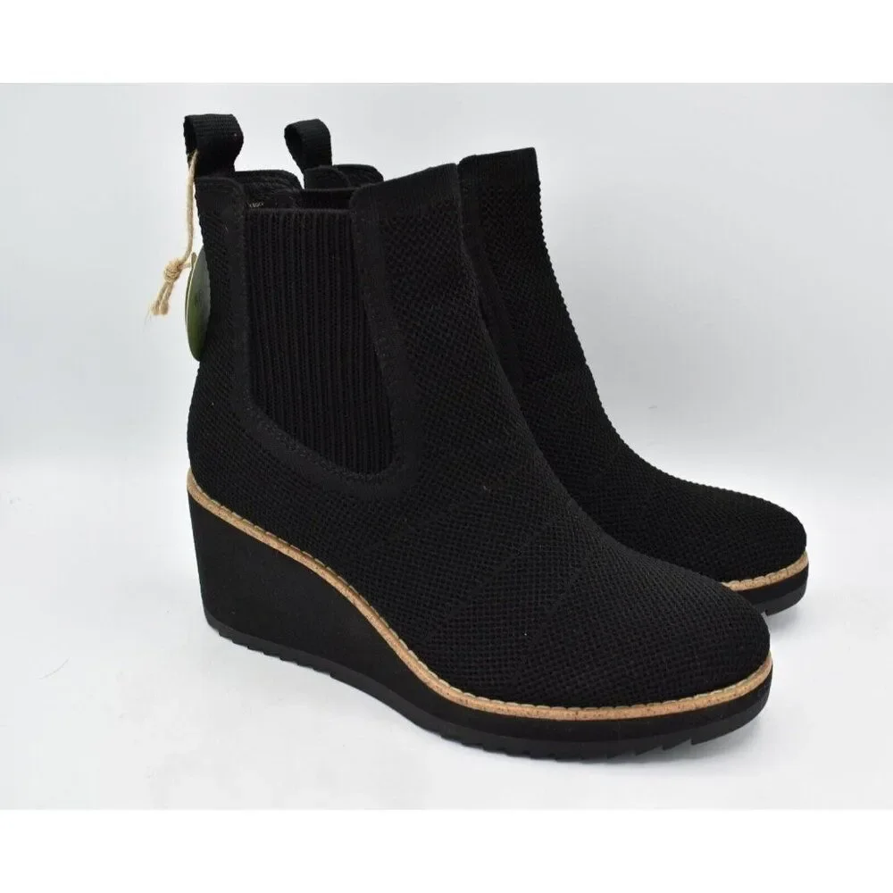 Sofft Women Size 10 Eiley Black Knit‎ Water Resistant Wedge Chelsea Boots